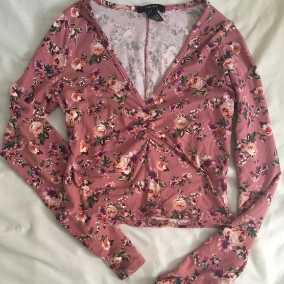 Long sleeved pink floral top from forever 21 - Picture 4 of 6